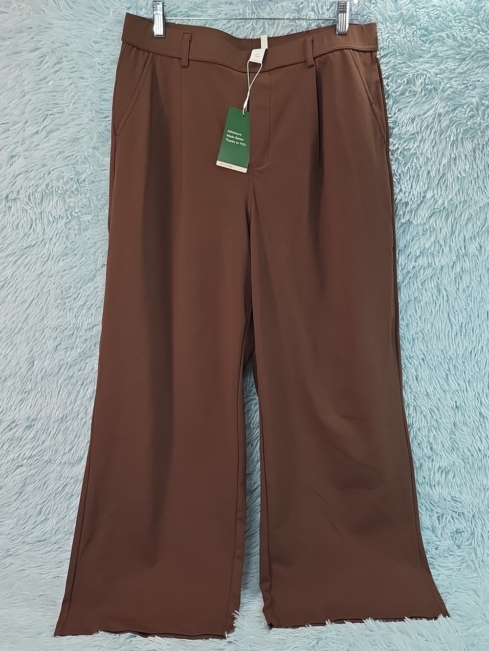 HALARA Brown Pleated Wide Leg Trouser Pants Size L NWT